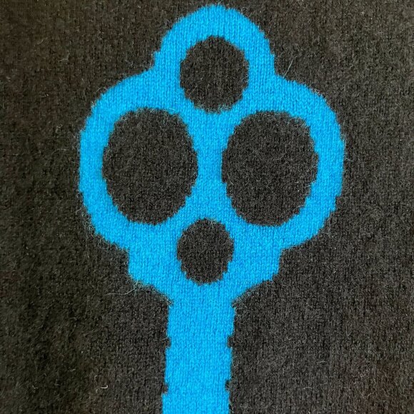Quotation Womens 100% Cashmere Coraline Blue Key Sweater Size Large Black SP EXC - Picture 3 of 11